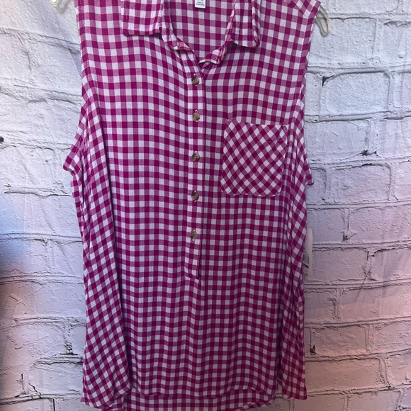 Time& true lightweight sleeveless checkered top with front pocket size S4-6 - Picture 9 of 11